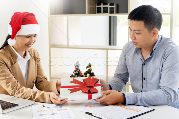 happy business people chatting while celebrating Christmas in of Stock photo © snowing