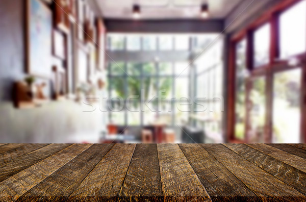 Selected focus empty brown wooden table and Coffee shop or resta Stock photo © snowing