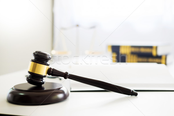 Stock photo: gavel and soundblock of justice law and lawyer working on wooden
