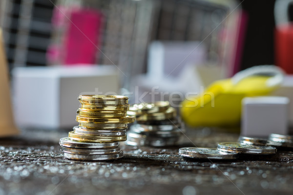 Coins stacked on each other in different positions. Money concep Stock photo © snowing