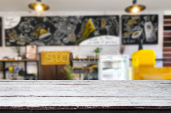 Selected focus empty brown wooden table and Coffee shop or resta Stock photo © snowing