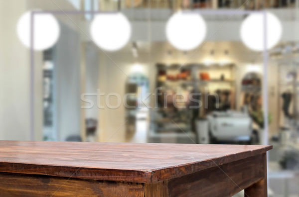 Selected focus empty brown wooden table and Coffee shop or resta Stock photo © snowing