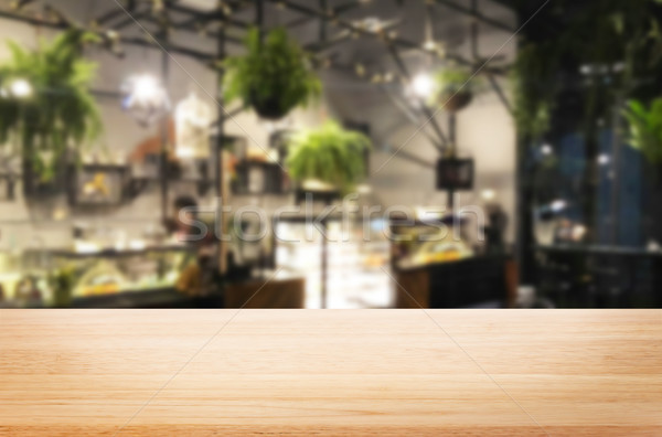 Kiválasztott fókusz üres barna fa asztal kávéház Stock fotó © snowing