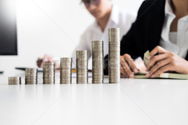 Stock photo: stacks of coins business accounting with saving money  concept c