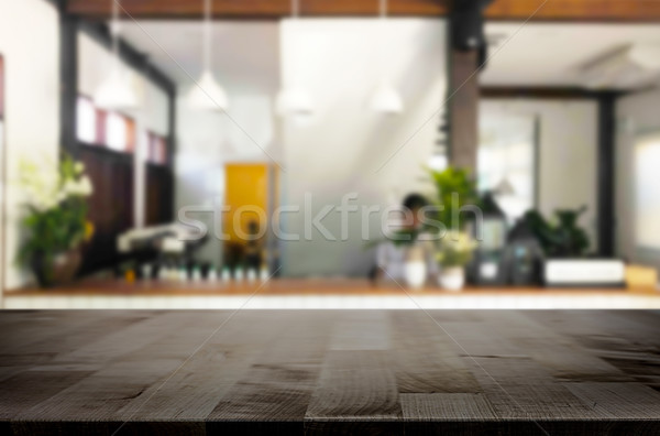 Selected focus empty brown wooden table and Coffee shop or resta Stock photo © snowing