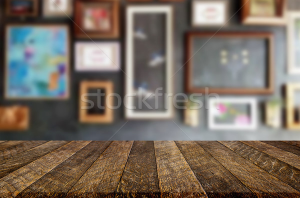 Selected focus empty brown wooden table and Coffee shop or resta Stock photo © snowing