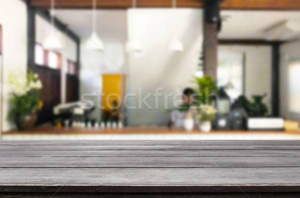 Selected focus empty brown wooden table and Coffee shop or resta Stock photo © snowing