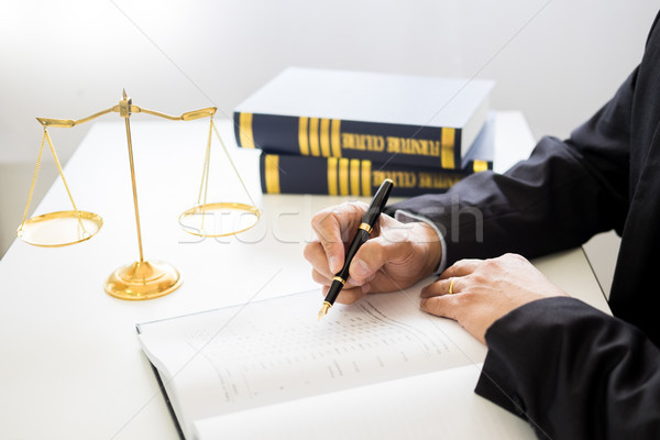 gavel and sound block of justice law and lawyer working on woode Stock photo © snowing
