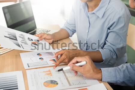  Person's engineer Hand Drawing Plan On Blue Print with architec Stock photo © snowing