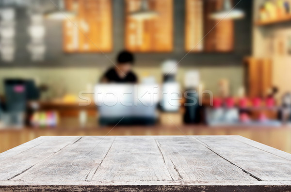 Seçilmiş odak boş kahverengi ahşap masa kahvehane Stok fotoğraf © snowing