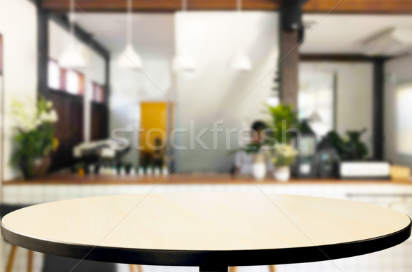 Selected focus empty brown wooden table and Coffee shop or resta Stock photo © snowing