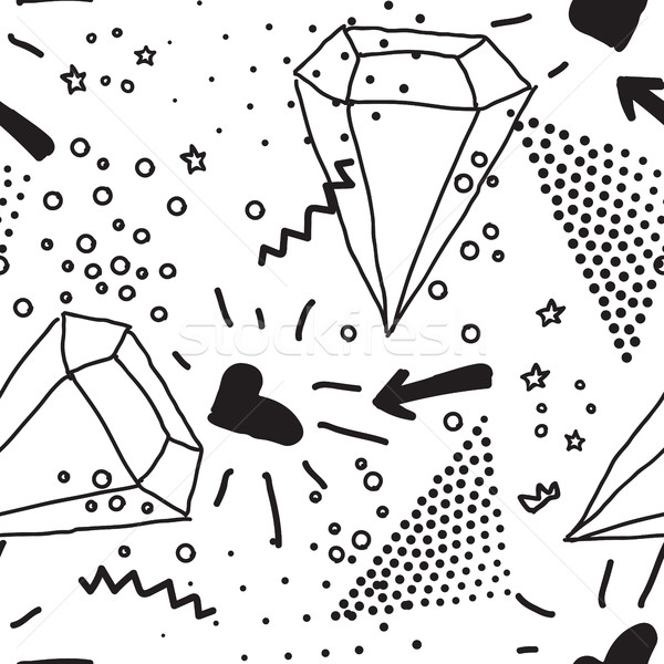 Simple seamless doodle pattern in kitsch, primitivism, minimal s Stock photo © softulka