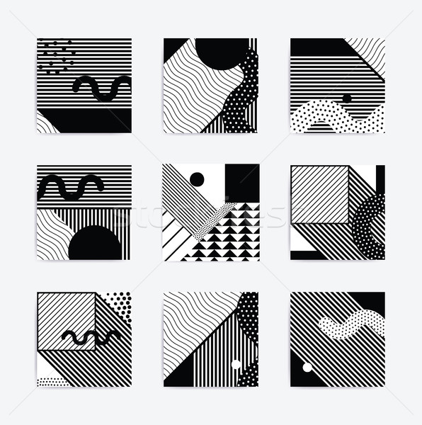 Black And White Neo Memphis Geometric Poster Vector