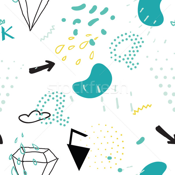 Simple seamless doodle pattern in kitsch, primitivism, minimal s Stock photo © softulka