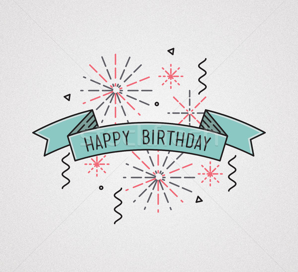 Happy birthday, flat design thin line banner Stock photo © softulka