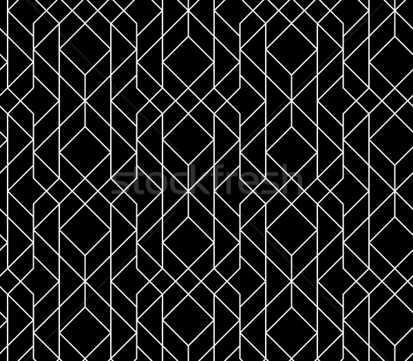 Foto stock: Vetor · sem · costura · padrão · geométrico · abstrato · clássico · preto · e · branco