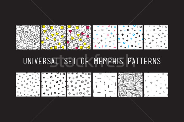Stock photo: Set of universal vector fashion geometric seamless patterns