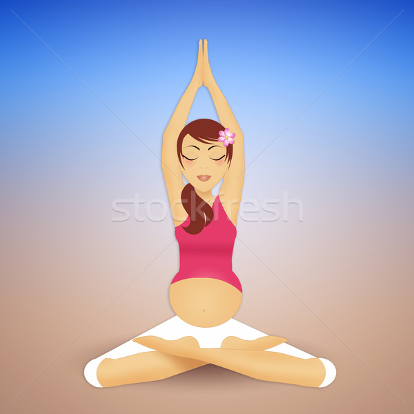 Terhes nő meditáció illusztráció jóga nő terhes Stock fotó © sognolucido