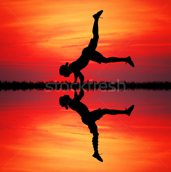 Breakdance tramonto illustrazione party strada Foto d'archivio © sognolucido