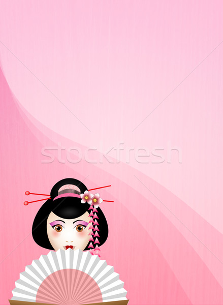 Gésa illusztráció gyönyörű nő arc ázsiai Stock fotó © sognolucido