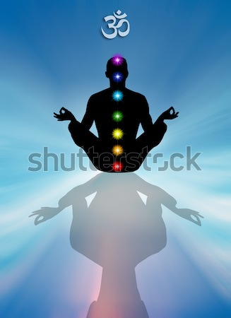 Seven Chakras with man silhouette Stock photo © sognolucido