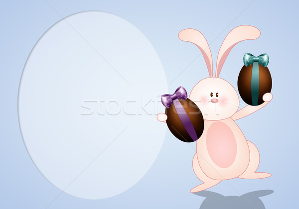 Nyuszi húsvéti tojások vicces csokoládé tojások kellemes húsvétot Stock fotó © sognolucido