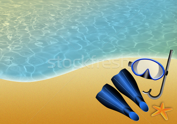 Diving mask on the beach Stock photo © sognolucido