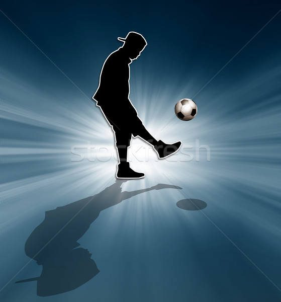 Futballista illusztráció labdarúgó sziluett futball sport Stock fotó © sognolucido