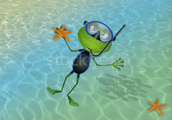 Frog with diving mask at sea Stock photo © sognolucido