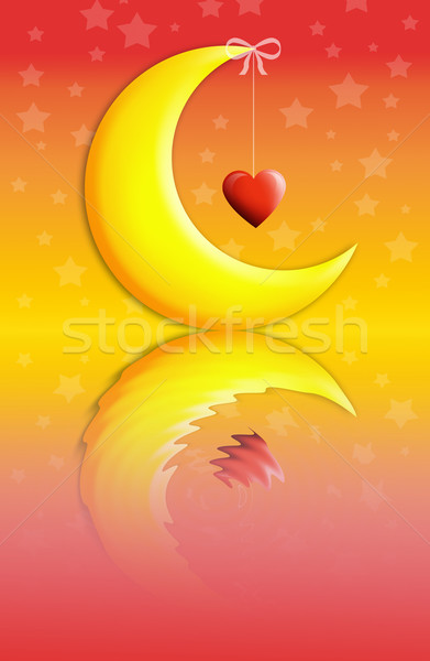 Luna corazón ilustración nino fondo espacio Foto stock © sognolucido