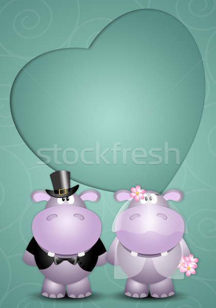 A couple of hippos spouses Stock photo © sognolucido