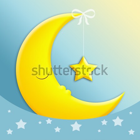 Dulces sueños ilustración dormir luna estrellas rosa Foto stock © sognolucido