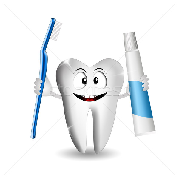 Zahn Zahnpflege Illustration funny Zahnarzt Lächeln Stock foto © sognolucido