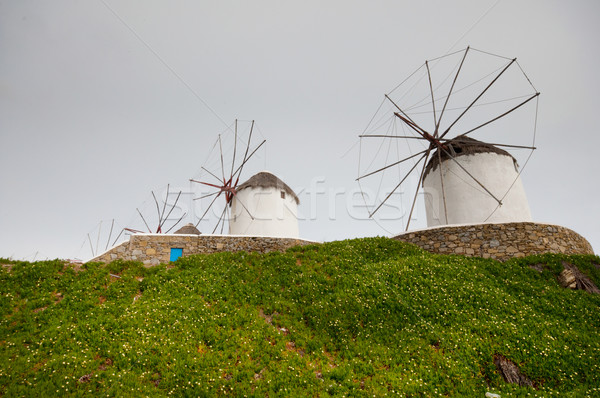 Windmills in Mykonos city Stock photo © sognolucido
