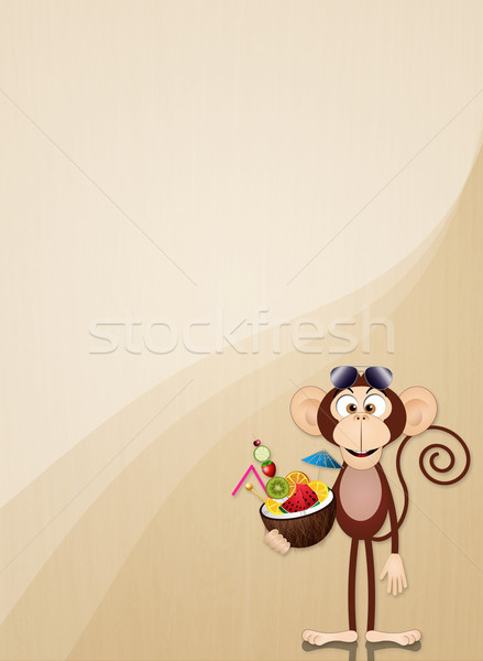 Monkey with coconut cocktail background Stock photo © sognolucido