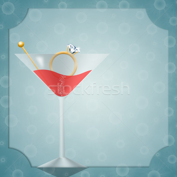 Drink with engagement ring for bachelorette Stock photo © sognolucido