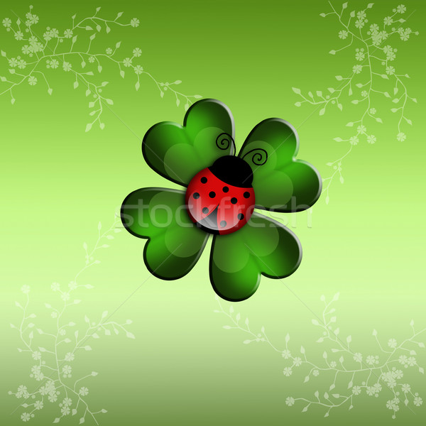 хорошие иллюстрация Ladybug клевера цветок Сток-фото © sognolucido