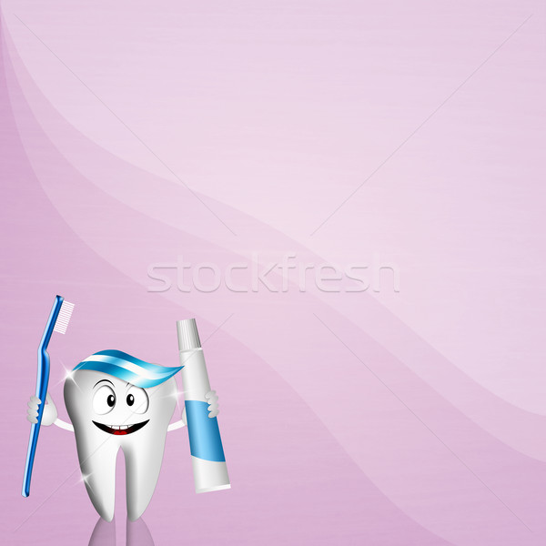 Funny Zahn Zahnpflege Illustration Zahnarzt Lächeln Stock foto © sognolucido