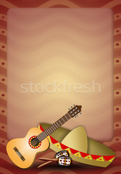 Guitarra sombrero ilustración viaje vacaciones turismo Foto stock © sognolucido