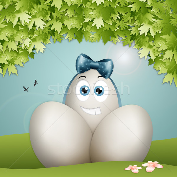 Funny Easter eggs Stock photo © sognolucido