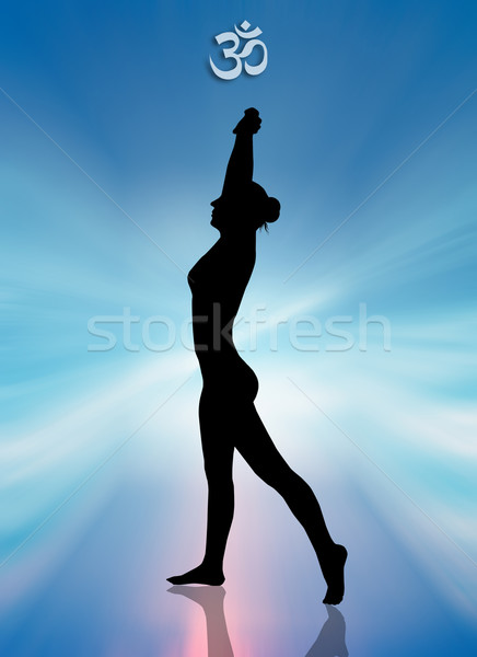 Stock fotó: Nő · jóga · meditáció · illusztráció · lótuszvirág · csillagok