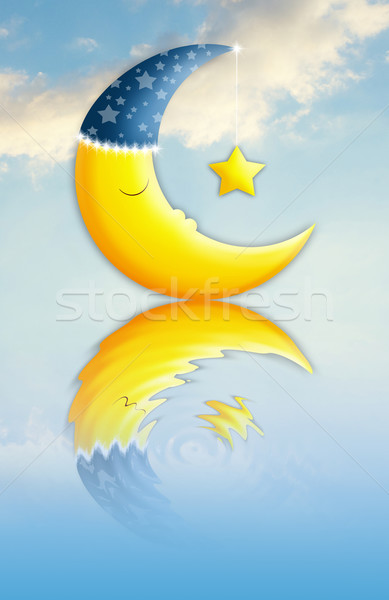 Dormir luna ilustración cielo nubes corazón Foto stock © sognolucido