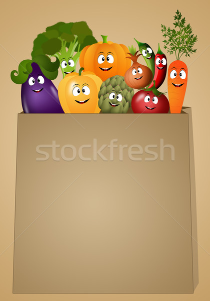 Foto stock: Vegan · comida · legumes · ilustração · engraçado · saúde