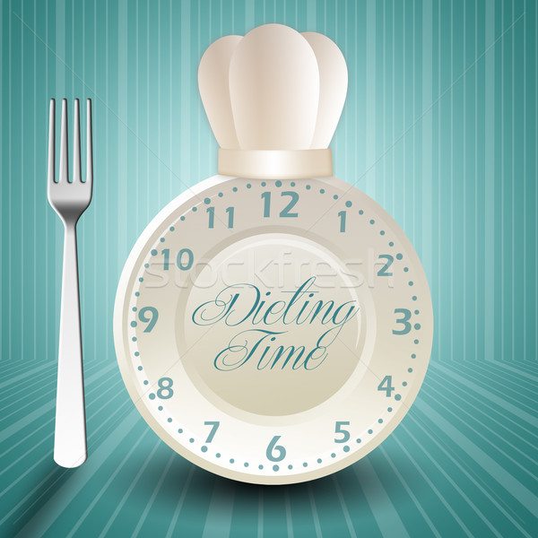 Diétázás idő illusztráció diéta tányér villa Stock fotó © sognolucido