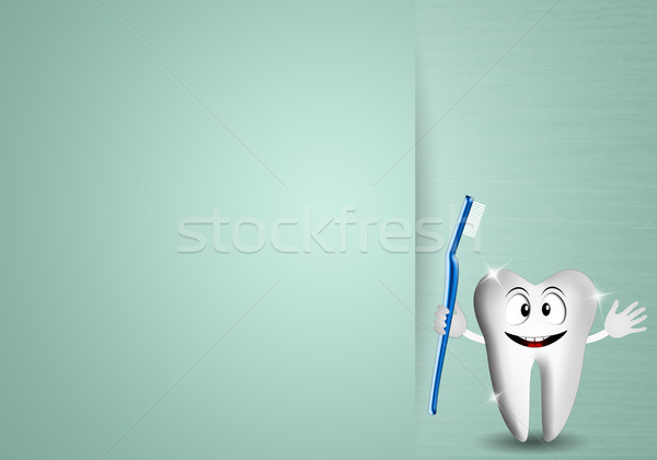 Zahn Zahnpasta Zahnbürste Illustration funny Zahnpflege Stock foto © sognolucido
