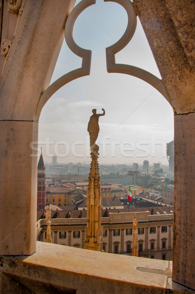 Kilátás Milánó katedrális Olaszország város fal Stock fotó © sognolucido
