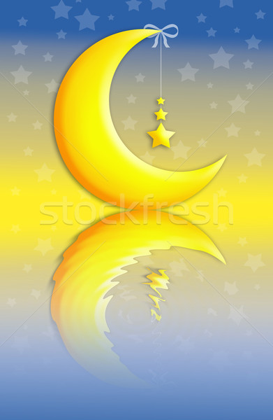 Luna reflexión estrellas corazón nino fondo Foto stock © sognolucido