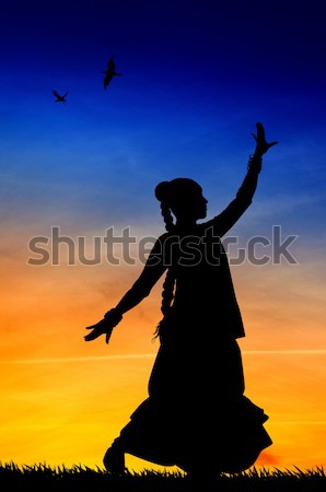 Jesus cristo ilustração silhueta páscoa nuvens Foto stock © sognolucido