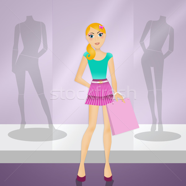 Nő vásárlás illusztráció bolt táska piac Stock fotó © sognolucido
