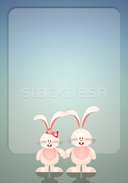 Zdjęcia stock: Dwa · miłości · ilustracja · serca · bunny · uroczystości